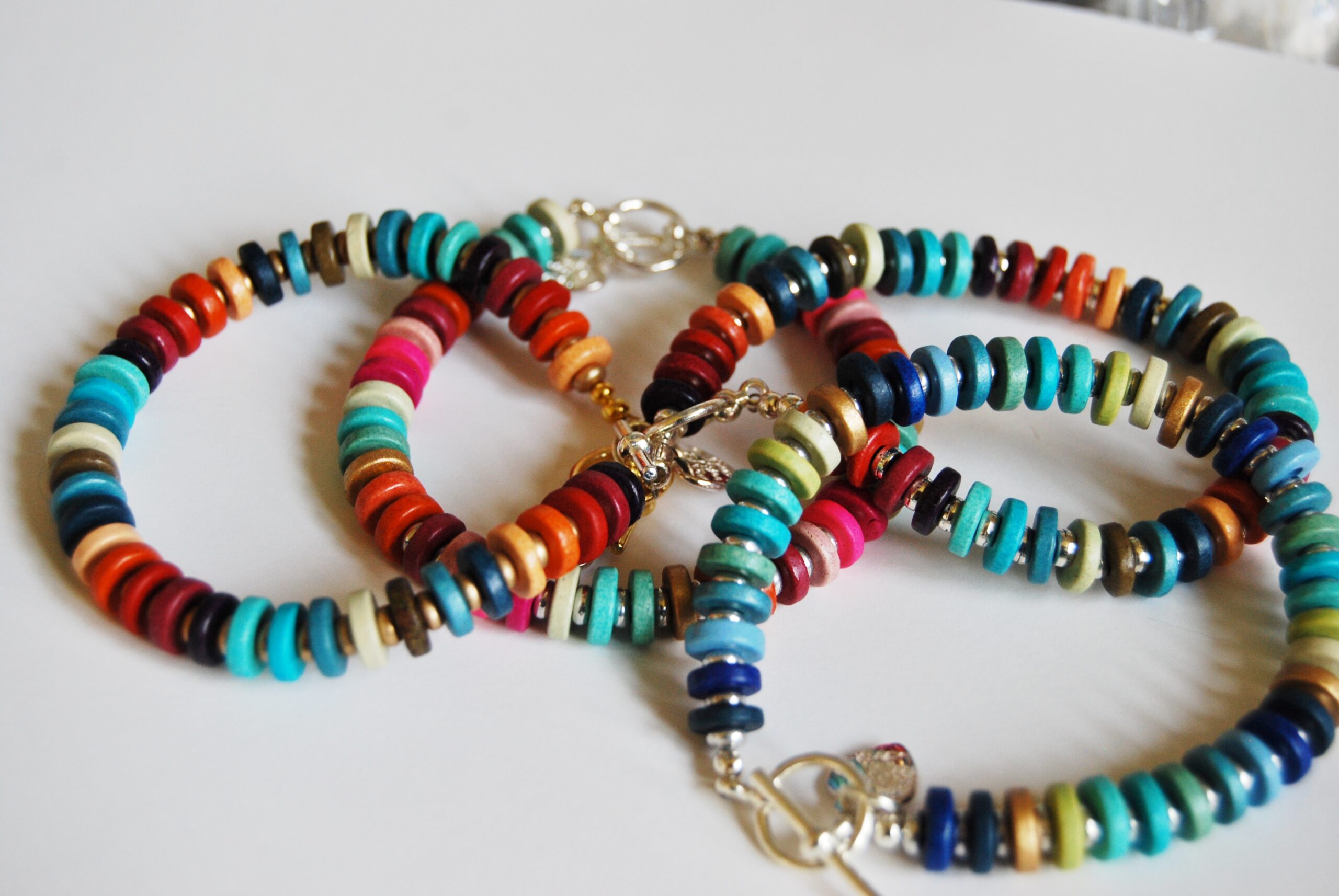Ceramic disc bracelets in various colours - matching necklaces available in 8 different colourways - Image 9