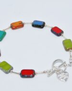 Multicolour glass tile bracelet