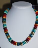 Ceramic disc necklace - 'Rainbow' colour