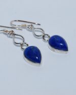 Silver Twist and teardrop Lapis Earrings