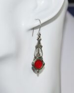 Art Nouveau Red enamel earrings By Pierre Bex of Paris