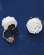 Tiny 1960's carved rose clip earrings