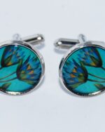 Vintage style Unisex cuff links - unique design. - Blue flowers