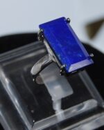 Oblong cut Lapis Lazuli and silver ring