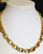 Classy gold tone and silver link necklace - circa 1980's