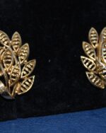 Vintage 1950's Corocraft Gold tone 3D leaf earrings