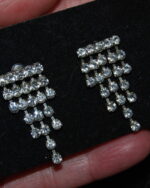 1980's crystal waterfall earrings. Sparkling multi drop earrings. Party/wedding earrings.