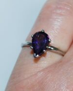SORRY, this has now sold.  'Teardrop' Amethyst and silver basket set ring