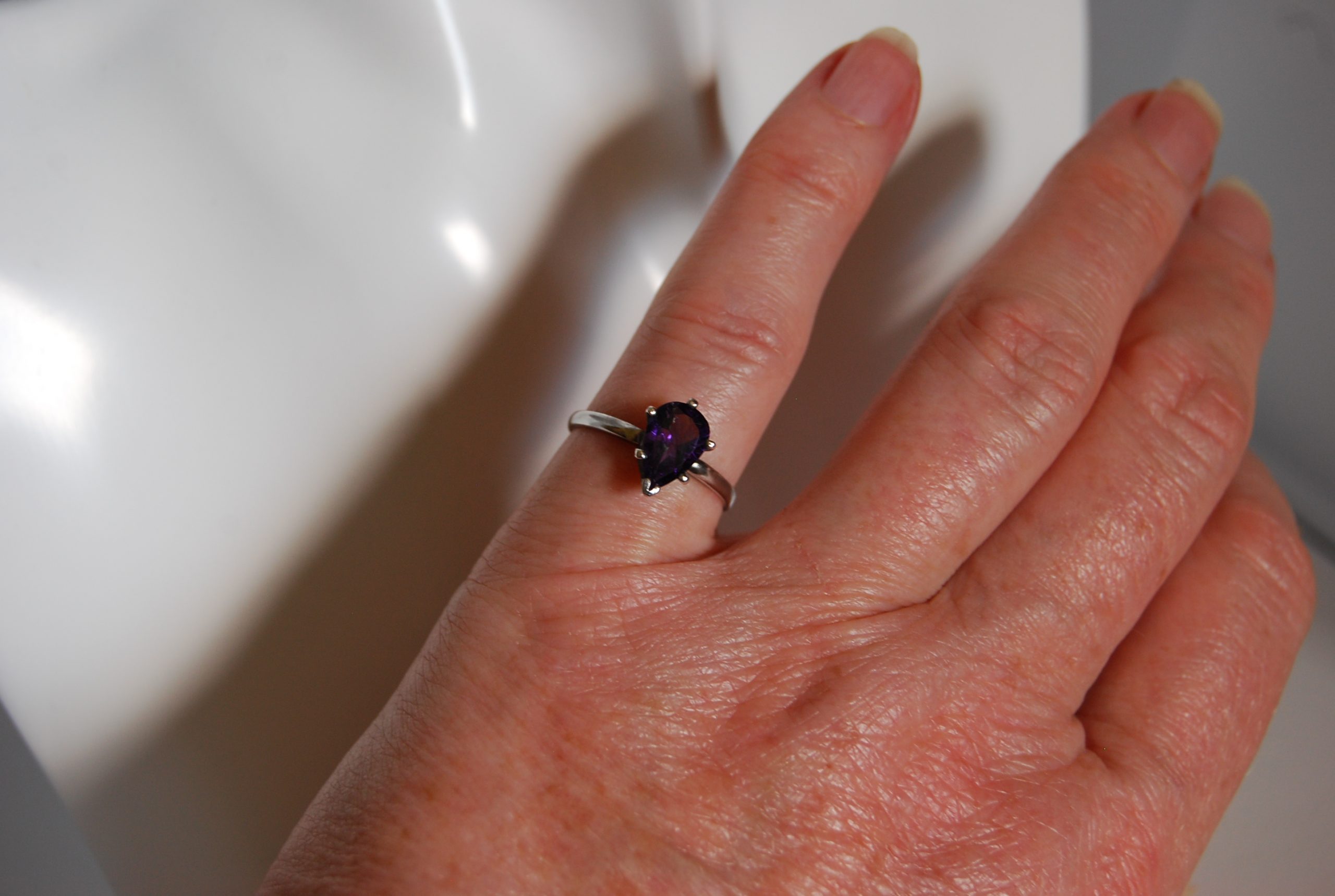 SORRY, this has now sold. 'Teardrop' Amethyst and silver basket set ring - Image 9