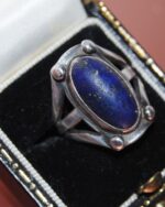 Vintage authentic Art Deco Lapis Lazuli and silver ring. Beautiful Arts & Crafts design. Unusual ring, iconic of era. Ideal gift.